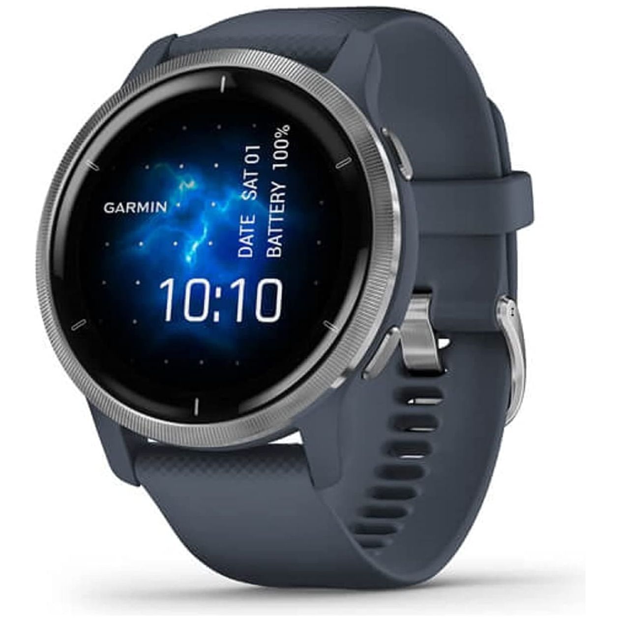 Buy Garmin,Garmin Venu 2 GPS smartwatch with all-day health monitoring, Silver Bezel with Granite Blue Case and Silicone Band - Gadcet.com | UK | London | Scotland | Wales| Ireland | Near Me | Cheap | Pay In 3 |